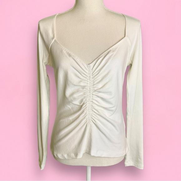 A.L.C. ‘Halley’ White Ruched Long Sleeve Shirt Size XS ASO The View - Picture 9 of 16